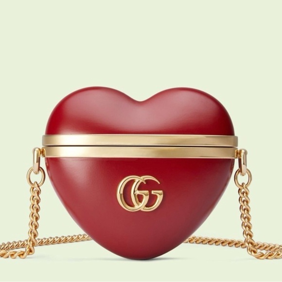 $980 New GUCCI Mini Bag red heart gold GG logo airpod case coin purse LIMITED - Picture 4 of 14
